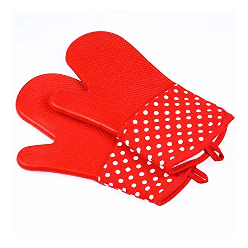 SYGA Set of 2 Heat 572?F Resistant Glove, Suitable Dishwasher Microwave Kitchen Professional Baking BBQ Mitten(Red)