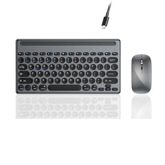 Wireless Keyboard and Mouse Combo with Phone Tablet Holder, Rechargeable Dual-Mode (Bluetooth 5.0 and 3.0 +2.4G) Multi-Device Silent Mouse for Windows, iPad, Tablet, MacOS,iOS,Android (Grayish Black)