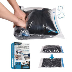 16 Travel Compression Bags Vacuum Packing, Roll Up Travel Space Saver Bags for Luggage, Cruise Ship Essentials (6 Large Roll/6 Medium Roll/4 Small Roll)