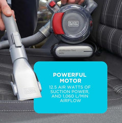 BLACK+DECKER PD1200AV-B1 12V Corded Dustbuster Flexi Auto Handheld Vacuum Cleaner, 560 ml Bowl Capacity, Car Vacuum Cleaner, 5 Meter Cable, 1 Year Manufacturer Warranty