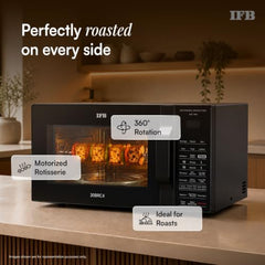 IFB 30L Convection Microwave Oven with 360 Degree Motorized Rotisserie 101 Auto Cook Menus (30BRC2, Black, Auto Defrost, Grill Mode, Combi-Cook Modes, 10 Power Levels)