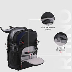 HARISSONS RHINO Laptop Backpack | 30L | Fits 15.6” Laptop | 420D PU-Coated Polyester & Vegan Leather | Office, Commute & Travel | Laptop Protection, Trolley Sleeve, Organizer (Grey)