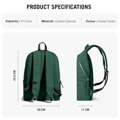 DailyObjects Pedal Everyday Casual Laptop Backpack (16L) Fits Upto 14 Inch Laptop, Unisex Travel Backpack Durable Canvas Material, Zippered Compartments With Pockets (Beige)