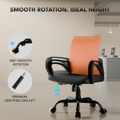 beAAtho® Verona Mesh Mid Back Ergonomic Office Chair with 3 Years Limited Warranty - Adjustable Height, Strong Metal Base, Revolving Study & Computer Chair for Work from Home (Grey)