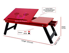 Dream Arts Shoppee Laptop Table Adjustable Foldable with one Drawer (Black)