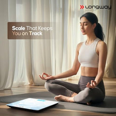 Longway Weight Machine for Home | Digital Bathroom Scale for Human Body Weight Measurement | Extra Thick Tempered Glass with LCD Display | 3 Years Warranty (Blue | Max Weight 180Kgs | Sapphire)