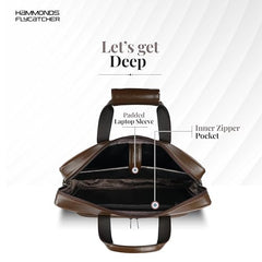Hammonds Flycatcher Genuine Leather 15.6 Inch Laptop Office Bag for Men | 15.6” Padded Laptop Sleeve| 3 Zip Pockets| Detachable & Adjustable Strap| Pen,Wallet & Mobile Pocket |Durable|1 Year Warranty
