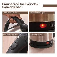 Lifelong ISI Certified Electric Kettle 1.5L with Stainless Steel Body,1500 W Easy and Fast Boiling of Water for Instant Noodles, Soup, Tea etc. (1 Year Manufacturer's Warranty, Silver, LLEK23)