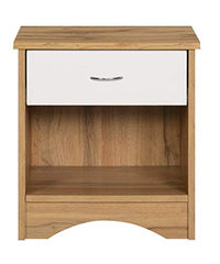 DeckUp Plank Bei Engineered Wood Bed Side Table and End Table (Walnut and White, Matte Finish)
