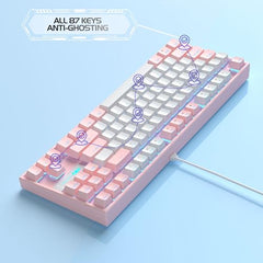 MageGee 75% Mechanical Gaming Keyboard with Brown Switch, LED White Backlit Keyboard, 87 Keys Compact TKL Wired Computer Keyboard for Windows Laptop PC Gamer - Retro Grey/White