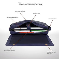 WildHorn Genuine Leather Laptop Messenger Bag for Men | Stylish Office Bag with a Padded Laptop Compartment & Adjustable Strap | Designed to Fit Laptops up to 14 Inches | Backed by a 1-Year Warranty