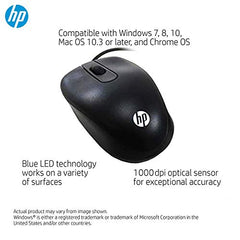 HP USB Travel Wired Mouse with 1000DPI and 3 programable Buttons (G1K28AA), Black