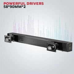 Honeywell Moxie V500 10W Portable USB Wired Soundbar, Speaker for PC,Desktop and Laptop with Volume Control and 3.5 mm AUX,2.0 Channel,52mmX2 Drivers,Plug &Play,2 Yrs Maufacuturer Warranty