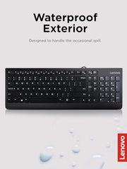 Lenovo 305 USB-C Wired Keyboard & Mouse Combo, Black, Spill-Resistant, Narrow Border, Adjustable Tilt, Full-Size Keyboard & Mouse, Compatible with Laptop, PC, Tablet, USB-C Connectivity Gaming Office