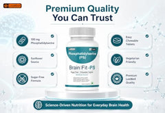 Brainifit-PS Phosphatidylserine 100mg Chewable Supplement | Memory, Focus & Cognitive Function Support | Sugar Free - 60 Tablets (by LeeWell)