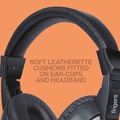 FINGERS S10 Wired On-Ear Headphone with Adjustable Mic - 40 mm Powerful Drivers & Inline Volume Control (Black)