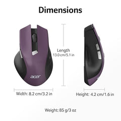 Acer Wireless Mouse for Computer, 6 Buttons 1600 DPI, Large Ergonomic Mouse
