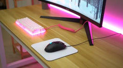 ASCENY Coiled & Double-Sleeved Mechanical Keyboard Cable, for Type-C Mechanical Keyboards (Pink)