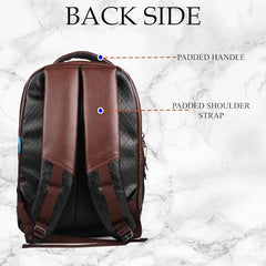 F Gear Luxur 25L Medium Laptop backpack Fits upto 17" Laptop Faux Leather Water resistant lightweight, Gifts for Men Women Boys Girls Adults, College/School/Office/Travel Bag (Brown)
