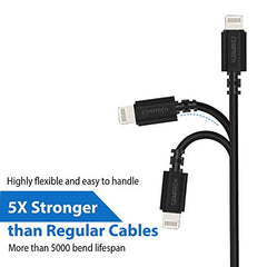 Czartech [1.2 Mt USB-C 20W Fast Charging cable Compatible with i-Phone,14,13, 12,11, X, 8, 7, 6, 5, i-Pad iPad Air and More [Nylon Braided,Black - Pack of 2]