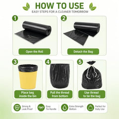Regennx black Garbage Bags for Dustbin |Medium 19x21 inches |180 Plastic Bags for Home | 30 Pcs x Pack of 6 plastic bag Medium Size for Waste Disposal.