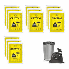 Crystal Pouch Garbage Bags Dustbin Bags and Plastic Covers For Home Malls Parks Hospitals Hotels | Medium Size | Black | 19 X 21 Inch | 6 Packs Of 30 pcs | Total 180 pcs
