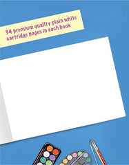 A4 Drawing Book, 34 Pages (29.5 x 21 cm), 100 GSM White Paper, Pack of 3 | Soft Blund, Sketch Book for Kids, Students and Artists | Thick Pages Suit Pencils, Crayons, Colour pens, Paints