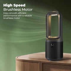 Zebronics Heat Buster 300, Portable Desk Fan, Upto 13h Backup, 3600mAh Rechargeable Battery, 360° Rotatable fan, 4 Speed + 1 Breeze Mode, Wall-Mountable, for Travel, Office, Home (Black)