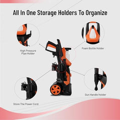 [2026 Enhanced Edition] IBELL WIND55 High Pressure Car Washer, 1800W Motor, 140 Bar Car Washer High Pressure Gun, 7.8 L/Min Flow, 5M Hose, Portable Pressure Washer, Incl 11 Accessories