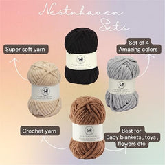 NESTNHAVEN , Plush & Cuddly Sets 2.0 , Chenille Yarn Supersoft Hand Knitting Wool Ball, set of 4 , 400 grams (1 Ball/100 Gram Each) Suitable for Craft, Babywear, Toys , Baby Blankets , 5 Bulky, Shades - NNHS 2.0 (Set 26 baby Pink , lilac , hot pink…