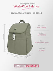 Genie Miami Laptop Backpack for Women (16 Inches) | Modern Office, College & Travel Laptop Backpack | Padded Laptop Sleeve | Rose
