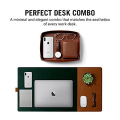 DailyObjects Combo Super Smooth Vegan Leather Reversible, Anti Slip, Water Resistent Felt Turf 2.0 Desk Mat | Vegan Leather Black Desk Tray Organiser - Set of 2