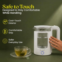 Tesora 1.8L Electric Kettle, 1500W,Stainless Steel Interior, 12 Recipe Book | Electric Water Boiler, Tea Maker, 1500W Fast Boiling, Cool-Touch Body, 360° Base, Auto Shut-Off, Boil-Dry Protection