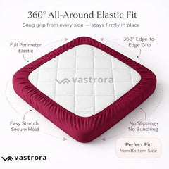 Vastrora 100% Waterproof Mattress Protector Queen Size 5x6 Ft | 60x72 in | Pee & Urine Proof Mattress Cover | Elastic All-Around | Terry Cotton Fitted Bed Cover | Noiseless, Breathable Bed Protector