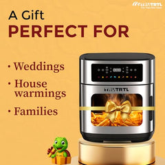 Mr. TRU Manual Air Fryer for Home | Actual 4.5 Liter | 1400 Watt | 1 Year Warranty | Uses 90% less Oil | Time & Temp Control Knobs | Glossy Black