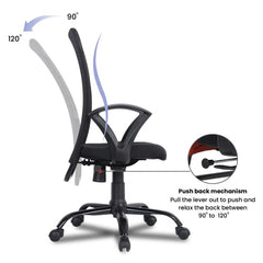 Green Soul Seoul X Office Chair, Mid Back Fabric Ergonomic Home Office Desk Chair with Comfortable & Spacious Seat, Rocking-tilt Mechanism & Heavy Duty Metal Base (Black)