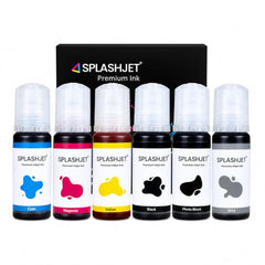 Splashjet 011/012 Compatible Refill Ink for Epson L8180 / L8160 Printer – Compatible Ink Bottle for Epson 011/012 Ink Code (70gm x C/M/Y/BK/PB/GY) Ink Bottle – 502373
