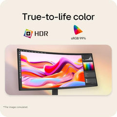 LG 34U640B Smartchoice 86 cm (34 Inch) 21:9 UltraWide WQHD (3440x1440) Curved Monitor(1800R), 144Hz, sRGB 99%, HDR10, Anti-Glare, HDMI X 2, DP, USB-C (PD 65W), PBP, PIP, Tilt/Height Adjustable Stand