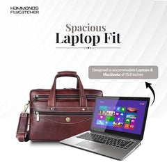 Hammonds Flycatcher Genuine Leather 15.6 Inch Laptop Office Bag for Men | 15.6” Padded Laptop Sleeve| 3 Zip Pockets| Detachable & Adjustable Strap| Pen,Wallet & Mobile Pocket |Durable|1 Year Warranty
