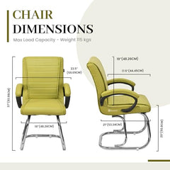 KITHANIA Executive Office Home Study Chair Library Chair with Cushioned Arm Rest & Seat Back, Reception or Conference Room Seating, 100 Kgs Limit (2, Pink, Double Pipe Chrome Frame)