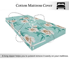 HOMEKART Premium Cotton 220TC 78 x 72 x 8 King Size Double Bed Mattress Cover Protector with Zip/Chain|Provides All Around Protection - 1 pc Multicolor (Grey, 78 x 72 x 8)