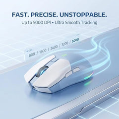 Offbeat Ivy Blutooth 5.2 + 2.4Ghz Wireless Gaming Mouse | Triple Device connectivity | 5000 DPI 1000 hz pollinng Rate 6D Button | 600 mAh Battery 100 Hours Playtime | Silent Click (Black)