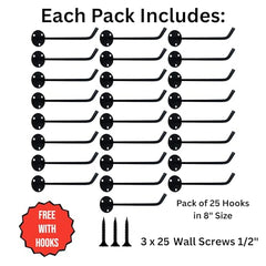 APUS 12" 25 Pcs Wall Mount Display Hooks of Stainless Steel | Pegboard Hook for Display and Hanging in Showrooms, General Stores, Garment Stores, Mobile Shops (Mirror Polish, 12 Inch)