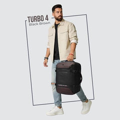 Gear Turbo 21"/45L Large Water Resistant Anti theft Laptop Backpack with Raincover | Backpack | Daypack |Briefcase | Travel Bag For Men/Women (Black - Grey)