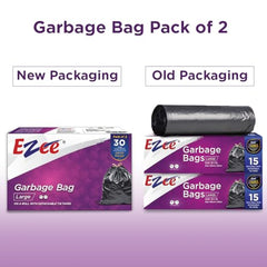 Ezee Garbage Trash Bag for Dustbin | 30 Pieces | Large 24 X 32 Inches I 15 piece x Pack of 2, Disposable plastic, 30 Count, Plastic