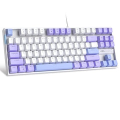 MageGee 75% Mechanical Gaming Keyboard with Brown Switch, LED White Backlit Keyboard, 87 Keys Compact TKL Wired Computer Keyboard for Windows Laptop PC Gamer - Retro Grey/White
