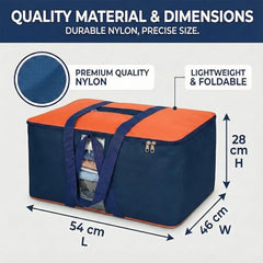 EASY HOME 70 litre Under bed Storage Bags for Clothes | Cloth Storage Organizer with Zip Closure | Wardrobe Bag for Sarees, Quilts & Blankets | Moisture Proof Nylon Cover Bag (54x46x28 cm, Medium)
