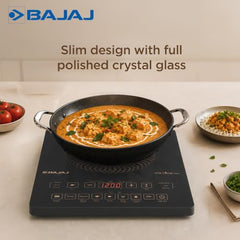 Bajaj ICX 200FP 2000 W Induction Cooktop | 7 Pre-Set Menus | Digital Display | Cool Touch Surface | 1 Year Warranty 【Black】
