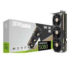 ZOTAC Gaming GeForce RTX 5080 Solid CORE Graphics Card - Black | 16 GB | DLSS 4 | GDDR7 | Advanced Cooling | Triple Fan | RGB Lighting | ZT-B50800D2-10P | Only Graphics Card with 5 Year Warranty