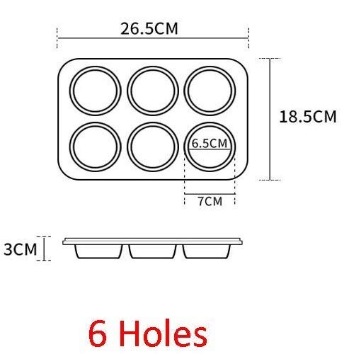Syga 1Pcs Muffin Cup Cake Tray for 6 Muffins Bakeware Silicone Muffin Pan_Black
